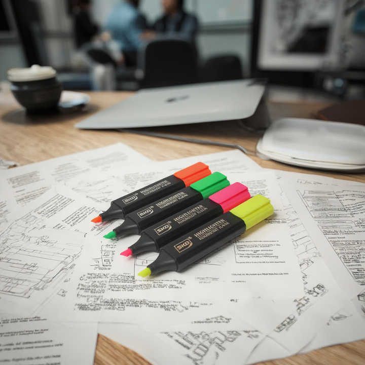 German Flat Tip Clip Highlighter Pen - Set of Highlighter Pens