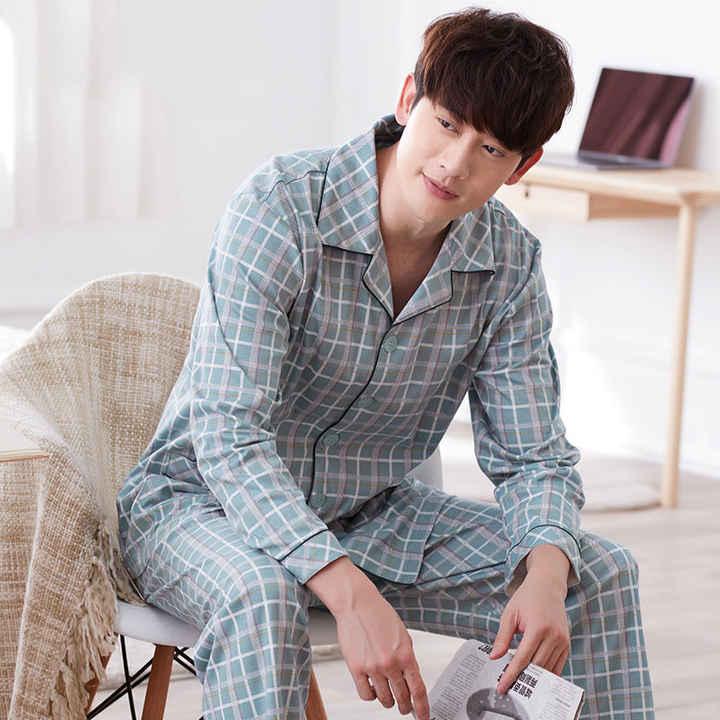 Men's Turn-down Collar Pajama Set, Pajama Set