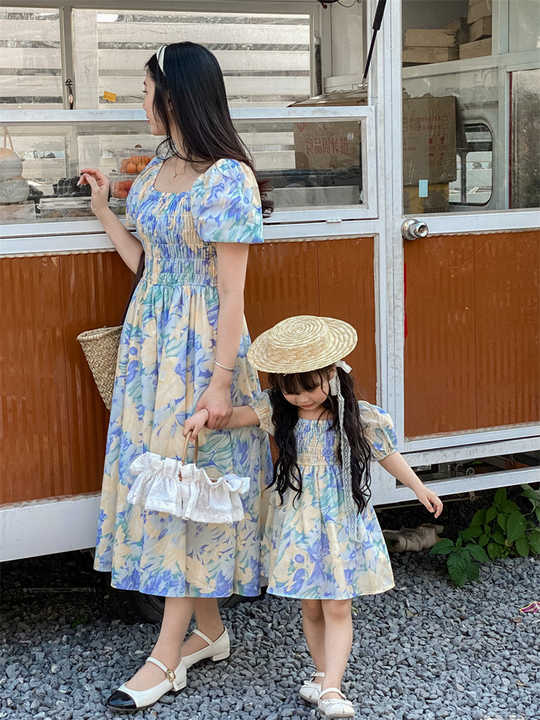 Custom Cotton Mother and Daughter Dresses Clothes for Family Matching Outfits Dress Shirt Parent-Child Family Matching Clothes