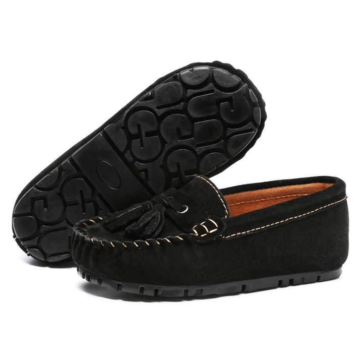 Real Leather Tassel Bean Shoes Children