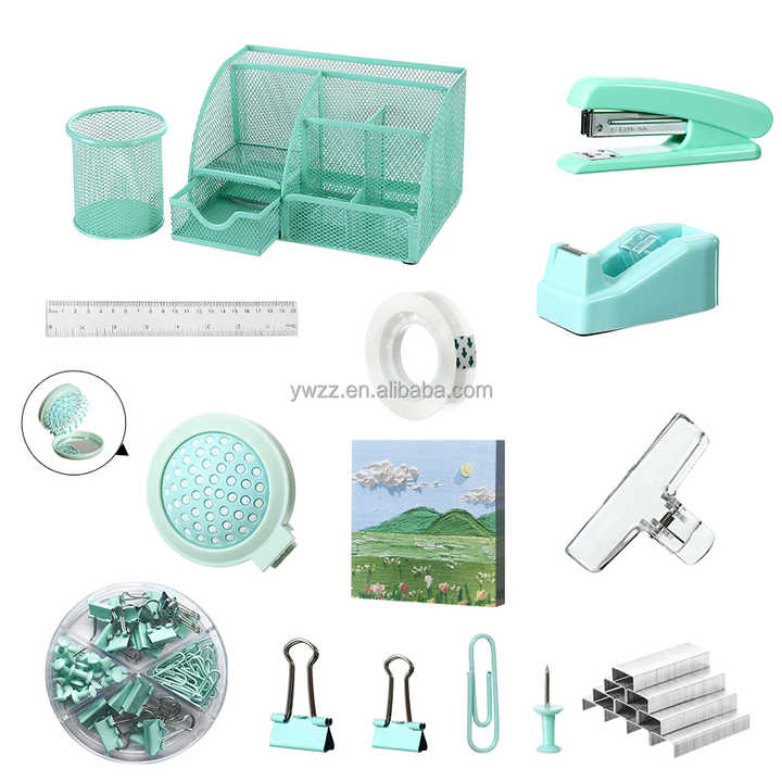 Purple Pink Green Metal Desk-Accessory Set