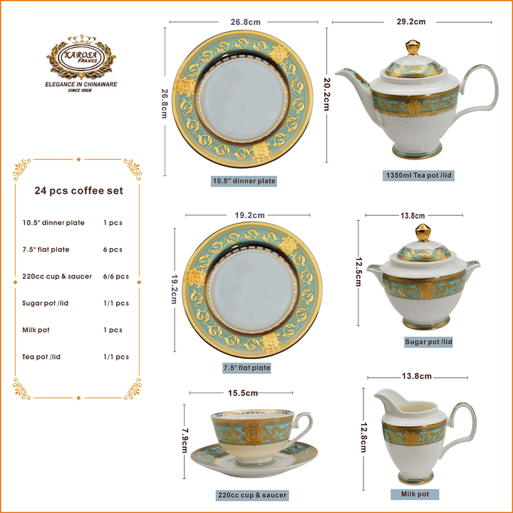 24pcs Embossed Gold Dinner Plate Dessert Plates 24 قطعة من أطباق العشاء الذهبية المنقوشة وأطباق الحلوى 200 سم