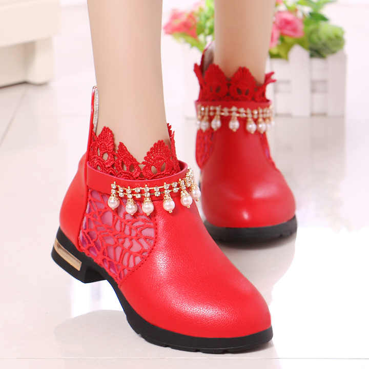 Girls' artificial lace boots