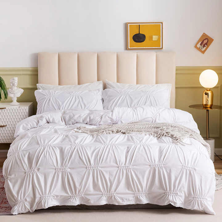 New Scandinavian Style 3 Piece Solid Floral Print Bedspread Set.