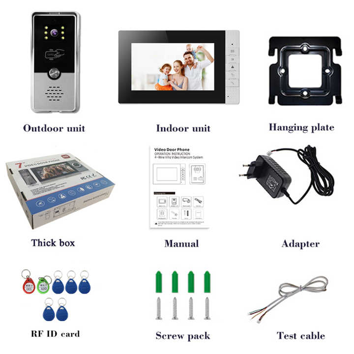 Tuya WiFi Waterproof Two-Way Visual Intercom Home Security Equipment Intercom 7 Inch Screen Can Record Videos