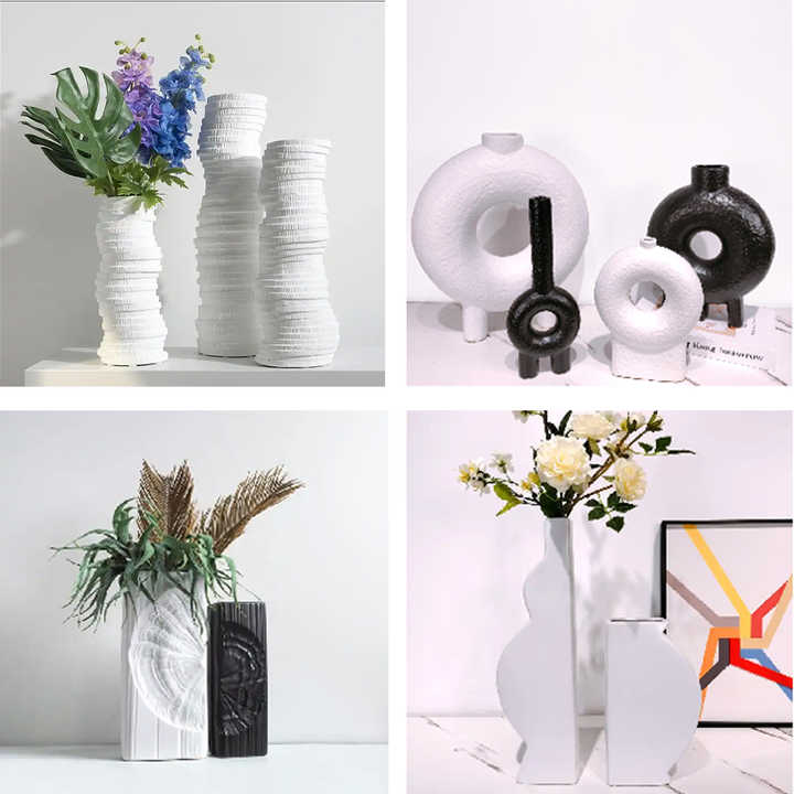 مزهرية سيراميك بيضاء حديثة لحفلات الزفاف