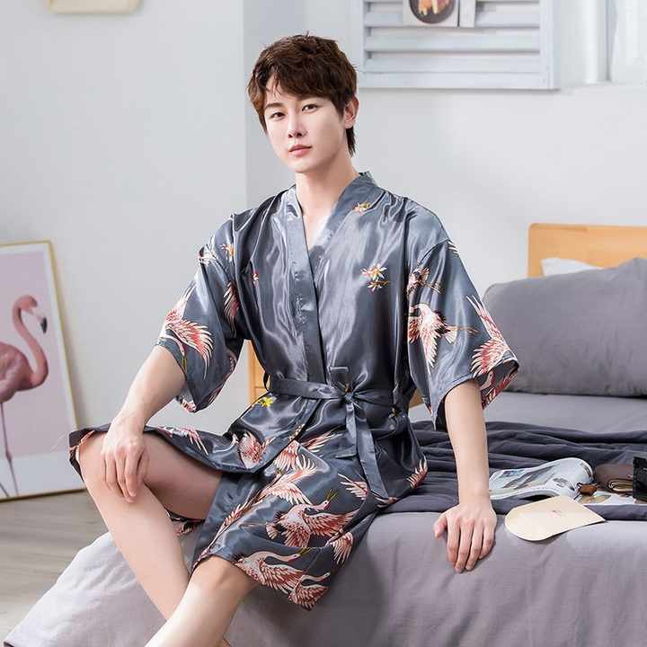 SAMWESTART Printed Kimono Sleepwear, Men's Satin