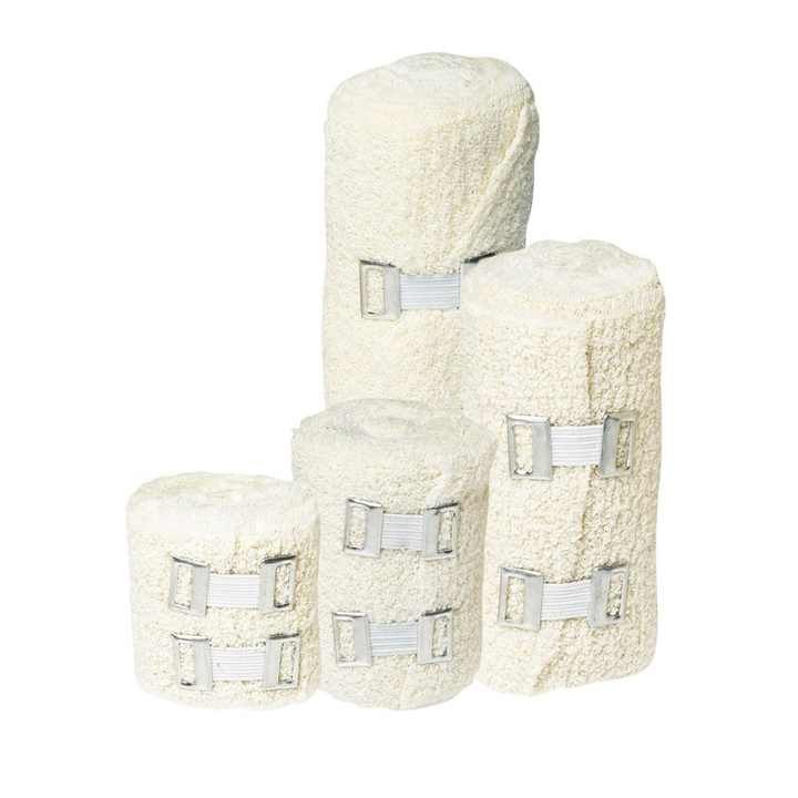 First Aid Elastic Crepe Bandage Beige with Metal Clips