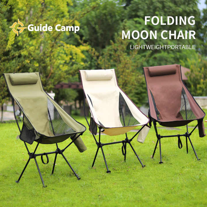 كرسي خارجي قابل للطي، كرسي محمول على شكل . Outdoor Folding Chair, Portable Moon Chair for Beach,