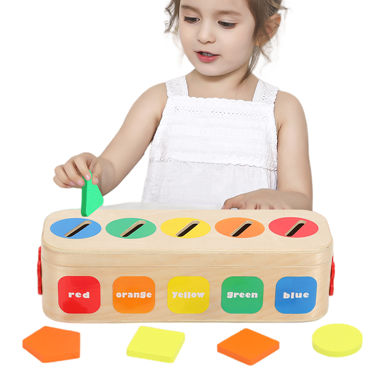 صندوق مونتيسوري للجنسين 2024، لون خشبي ر Montessori Unisex Box 2024, Wooden Color, Geometric