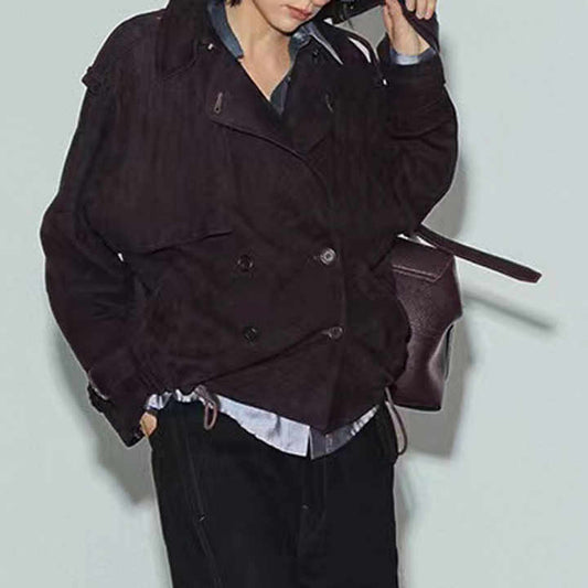 Jancoco New Arrival Cropped Motorcycle Leather Coat. معطف جلدي قصير جديد من Jancoco للدراجات النارية، جاكيت جلد