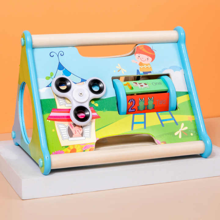 Multifunctional Wooden Educational Toolbox Three-in-One Toolbox Children's Educational Toys