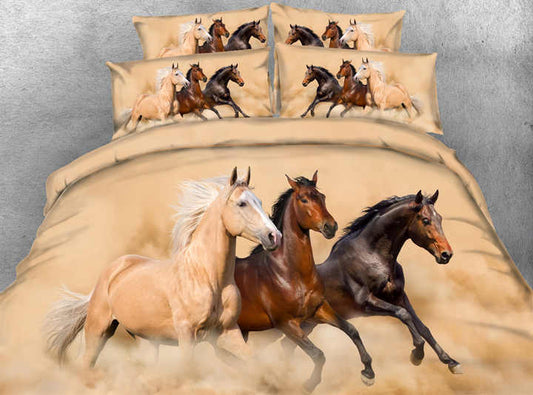 3d Animal Horses Printed 3d Bedding Set, Duvet.