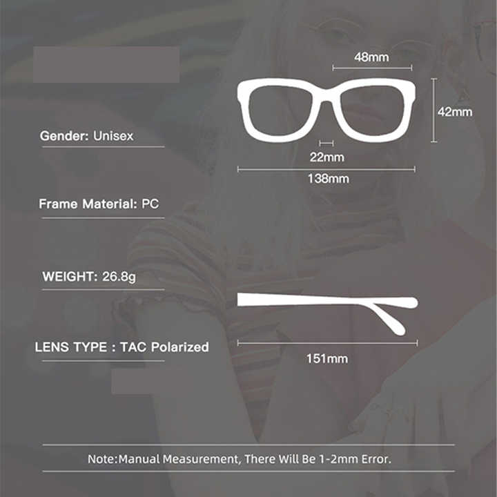 HBK Unisex Sunglasses Men Women Polarized TAC Lens PC Frame Pink New Korean Style Sun Glasses