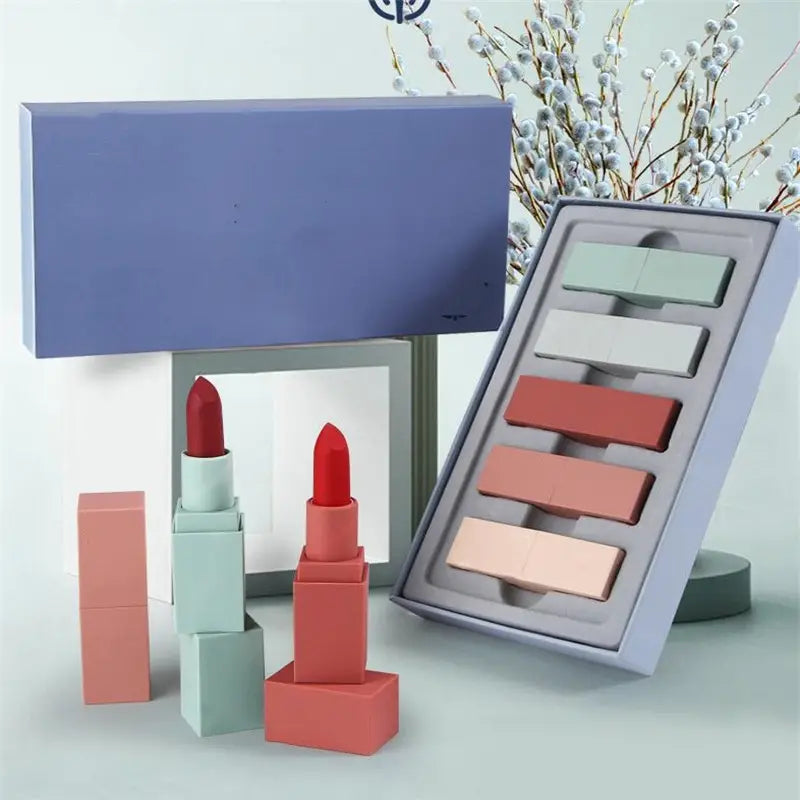 Long Lasting Private Label 5 in 1 Lipstick Set Korean Cosmetics Makeup
