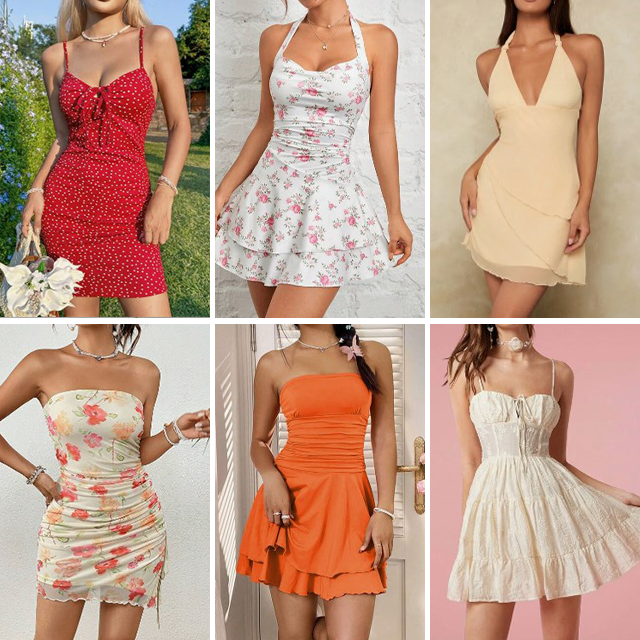 Various women's dresses from brands
