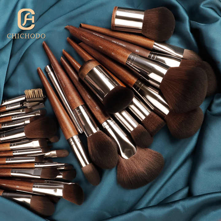 MUF 37 Series High Quality Aluminum Vegan Makeup Brushes with Wooden Handle Vegan Makeup Brushes Wholesale from Factory