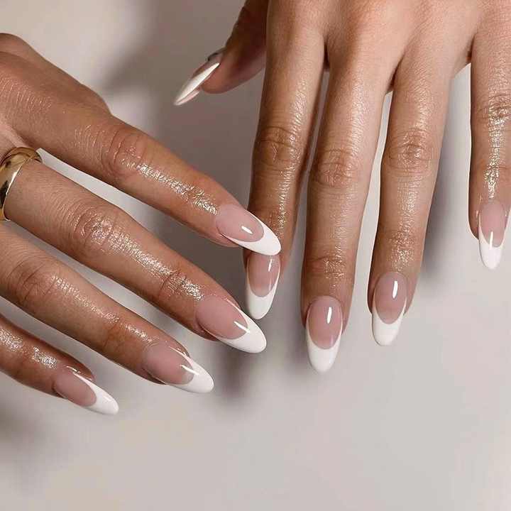 Wholesale 24 Pcs French Pink French Acrylic Nails