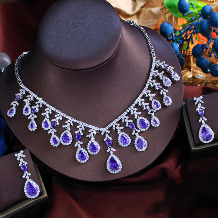 Big Purple Jewelry Set for Women - طقم مجوهرات فاخر كبير