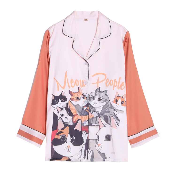 بيجامة نوم نسائية كم طويل