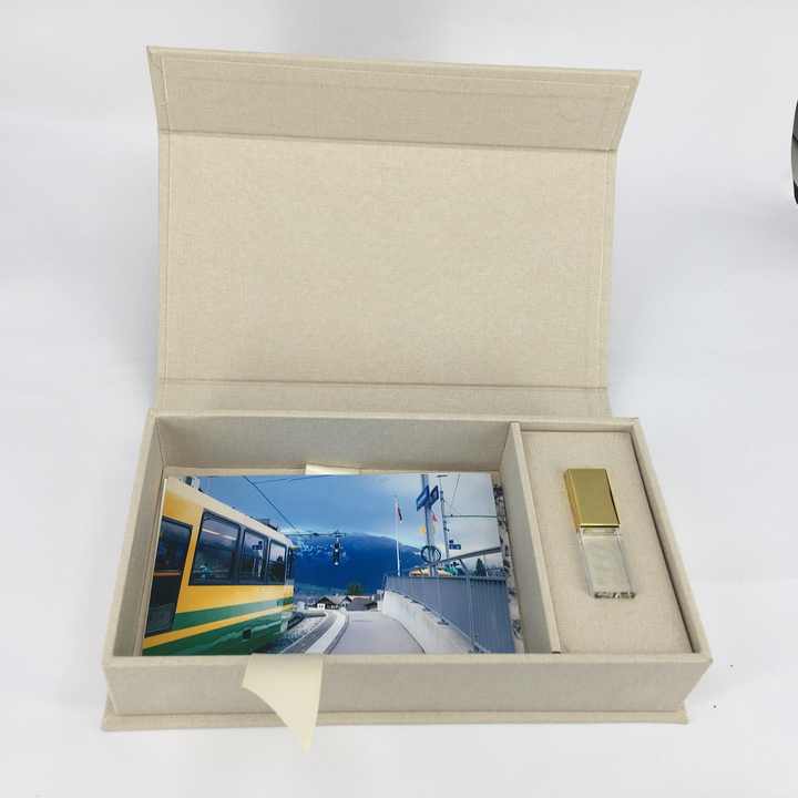 x6 5x7 6x8 photos and USB. Linen Box 4x6 5x7 6x8