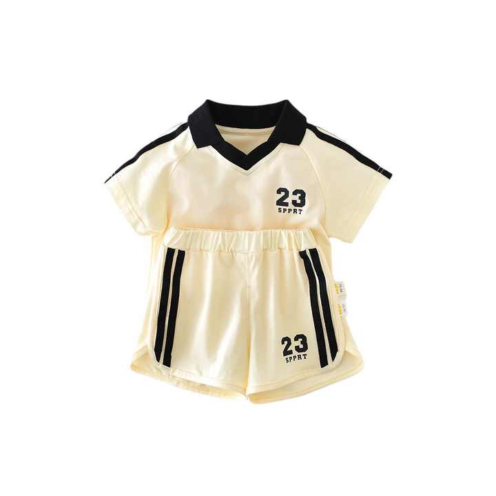 Boys' short-sleeved sportswear, polo shirt and shorts, two-piece