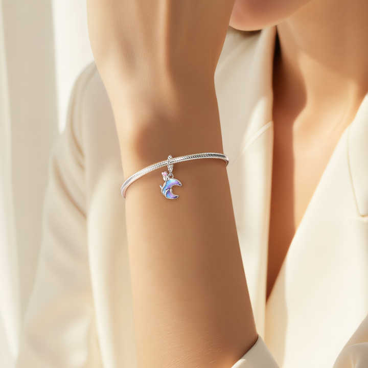 Bracelet Charm Necklace Jewelr- قلادة على شكل زهور وقمر