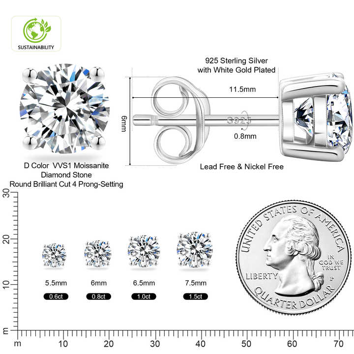 Sterling Silver Fine Jewelry Moissanite