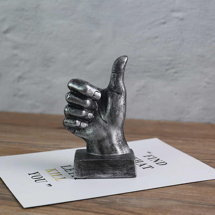 Resin Hand Finger Gesture Office Sculpture Statue.