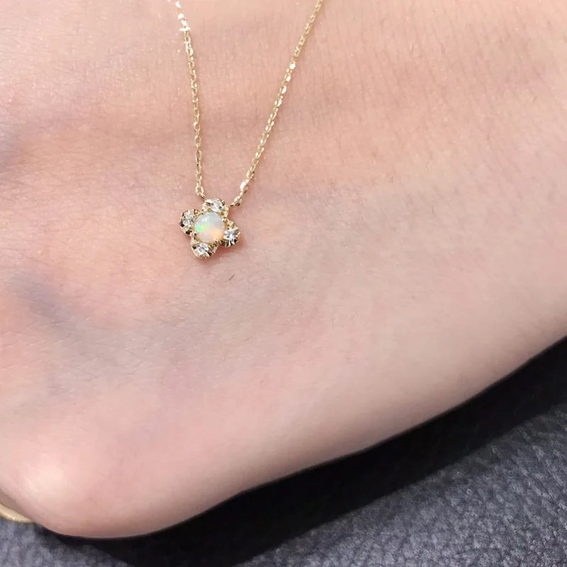 Very small gold plated opal pendant