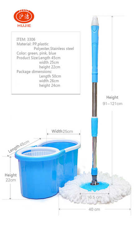 High Quality Easy Cleaning 360 Degree Magic Rotation Floor Mop and Cleaning Set with Bucket and Balls with Large Wheels and Stainless Steel Wand Tool
