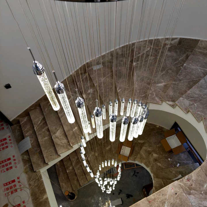 Duplex chandelier for attic staircase