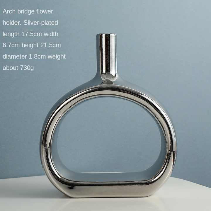 Nordic ceramic vase for home decoration ornaments golden silver white ceramic art vases.