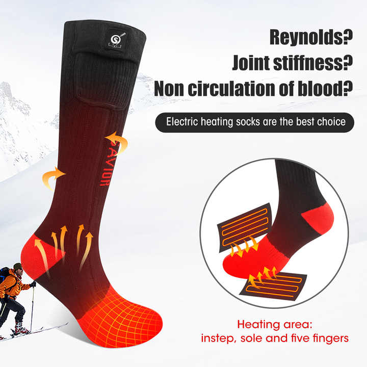 Battery Anti-Slip Cotton Polyester Men's and Women's Winter Warm Sports Socks with Temperature Control