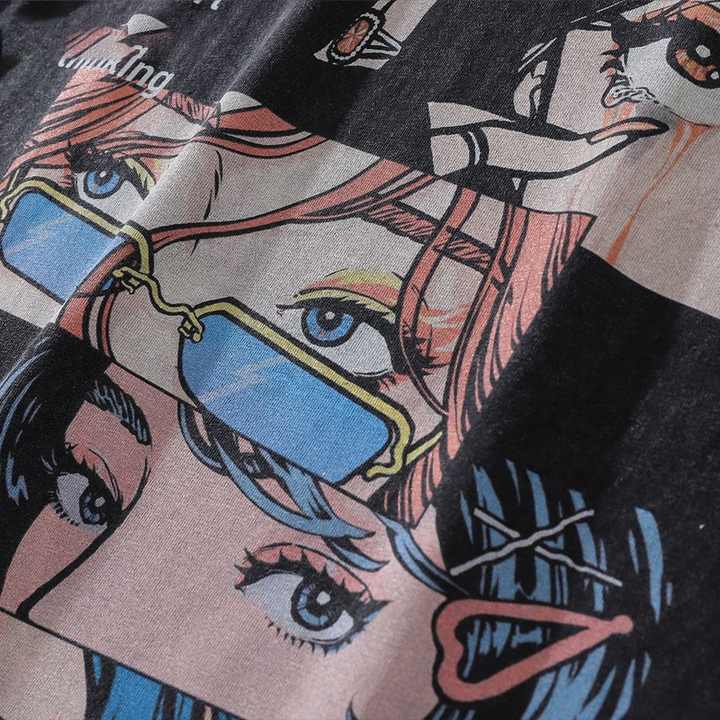 تي شيرت غرونج كبير الحجم ممزق . Oversized Grunge Ripped T