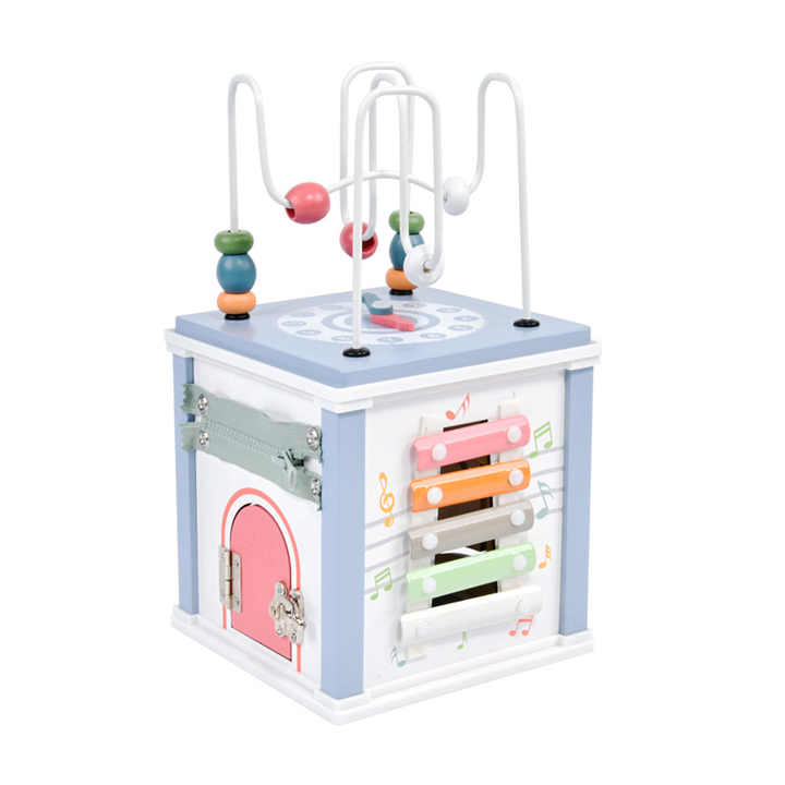 Montessori Activity Cube Beads Multifunctional Wooden Educational Toys for Children