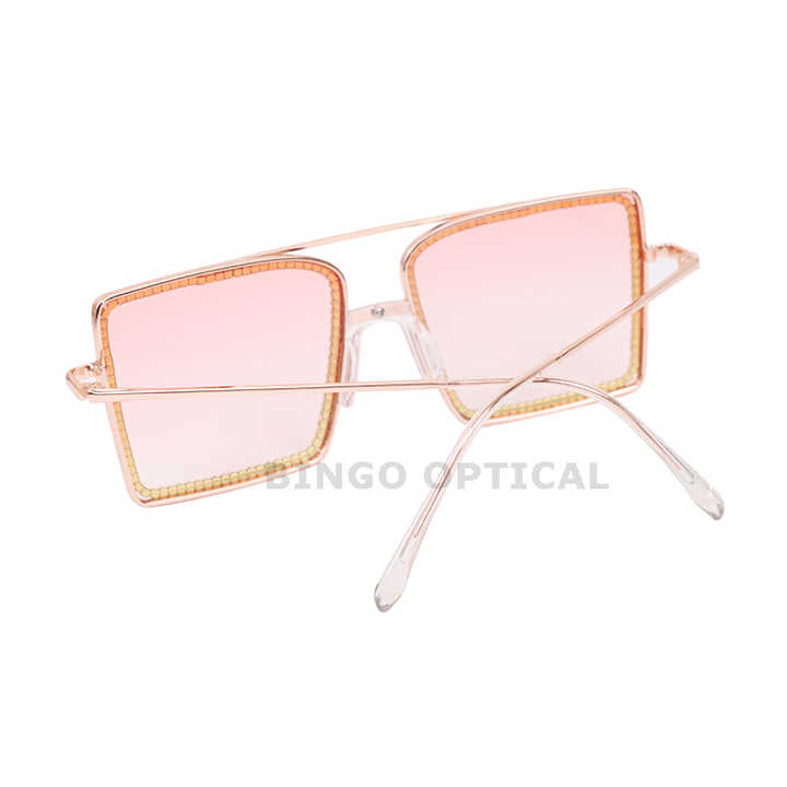Wholesale Rectangular Glasses Crystal Bling Loose Fit Clear Lens Rhinestone Anti Blue Big Square Women Diamond Sunglasses