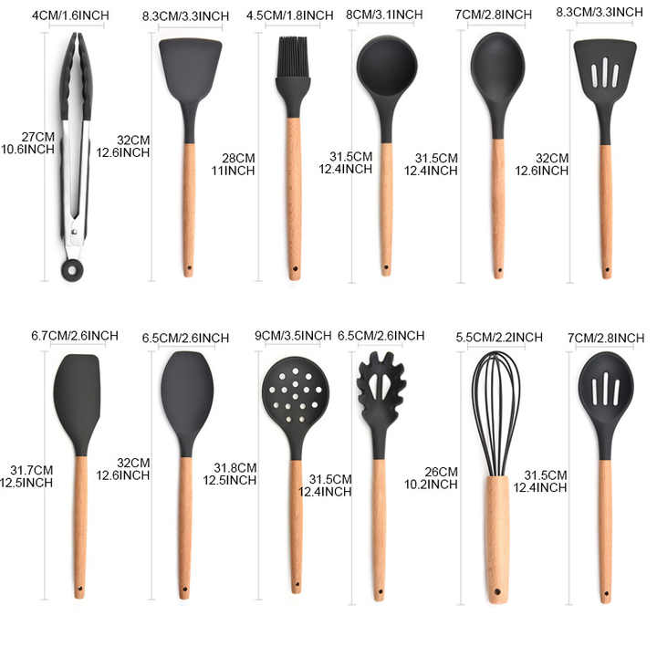Silicone kitchen utensil set