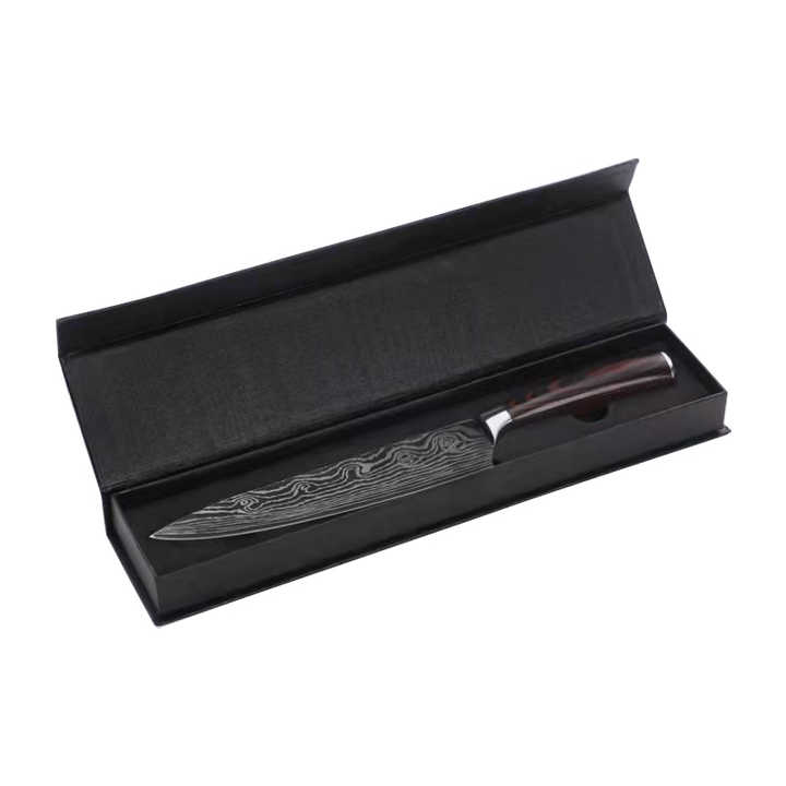 8 Inch 3Cr13 Stainless Steel Kitchen Knife Set, Laser Cut Santoku Slicing Knife