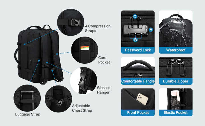 حقائب ظهر خفيفة الوزن، سعة 40 لترًا