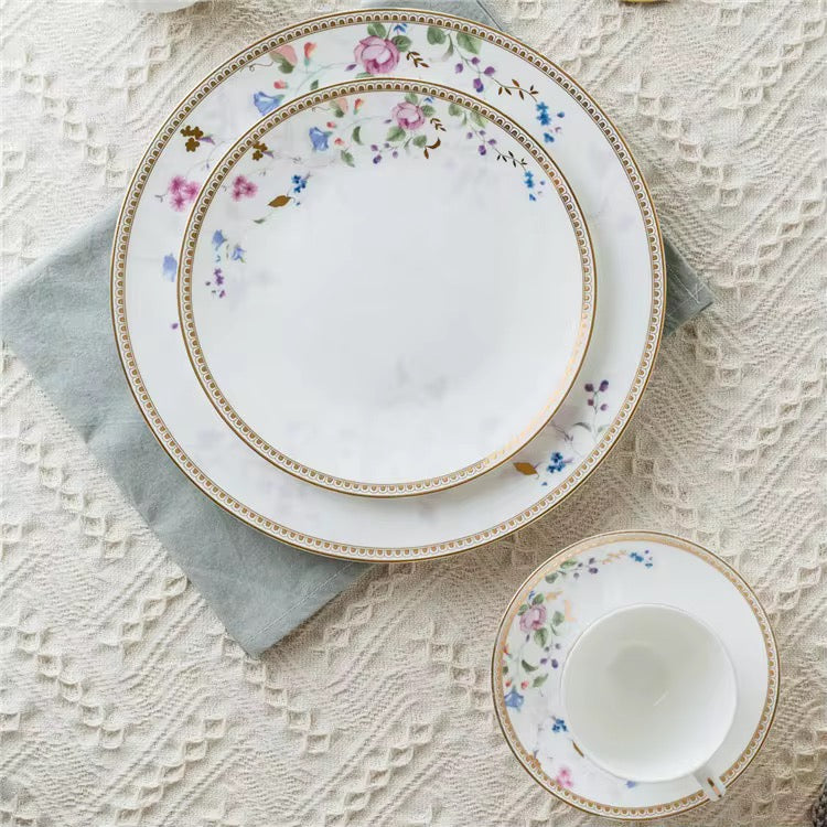 الأزهار صائق مجموعات أواني السيراميك - Floral Decal Colorful Ceramic Dinnerware