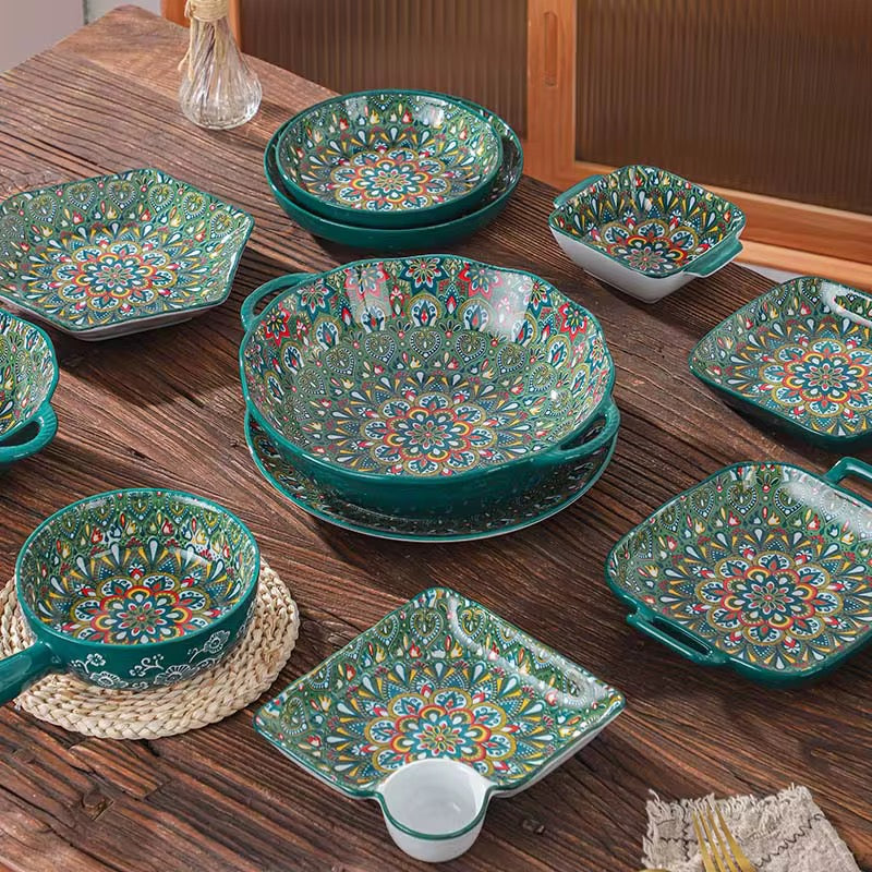 طبق و وعاء على الطراز البوهيمي - Bohemian style plate and bowl