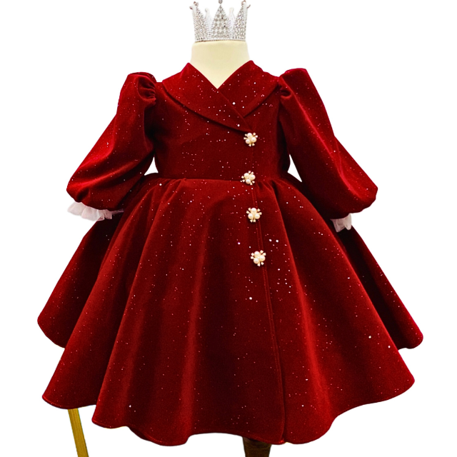 فستان بنات مخملي