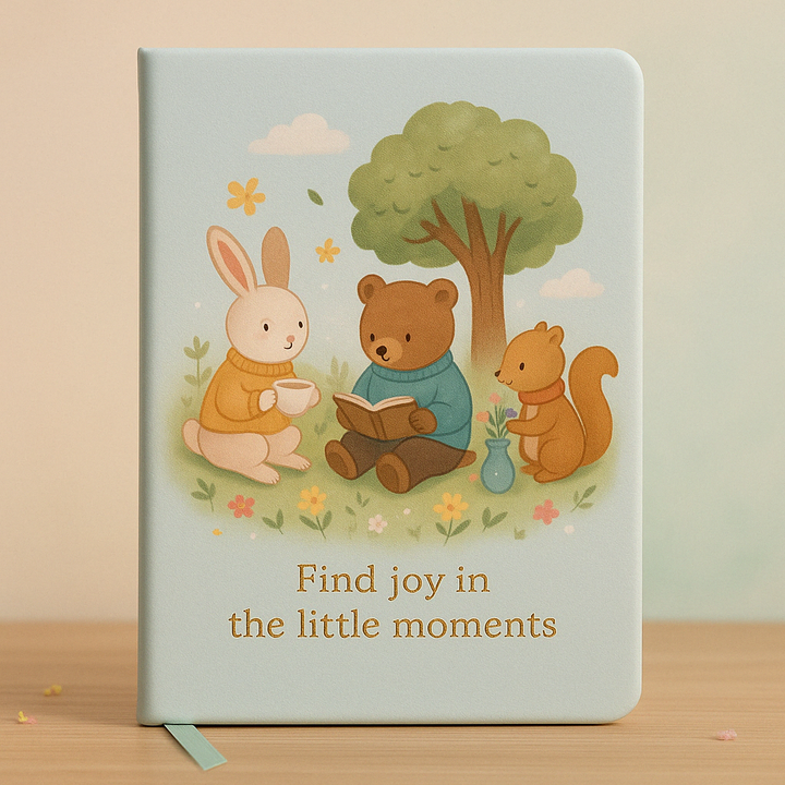 Cute animal notebook with a bunny bear and flying squirrels