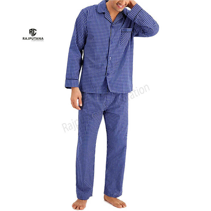 طقم نوم رجالي من الفلانيل المنقوش . Men's Plaid Flannel Sleepwear Set |