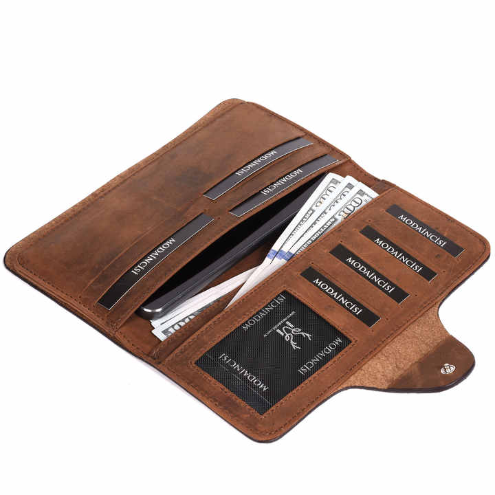 High Quality Genuine Leather Men's Long Wallet, 