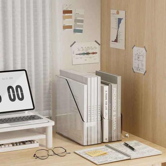 Clear Plastic Desk Organizer with Handle Home Office School Work St 