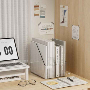 منظم مكتب بلاستيكي -Clear Plastic Desk Organizer with Handle Home Office School Work St