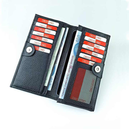 Men's High-Quality, Luxury Long Flat Genuine Leather Wallet 