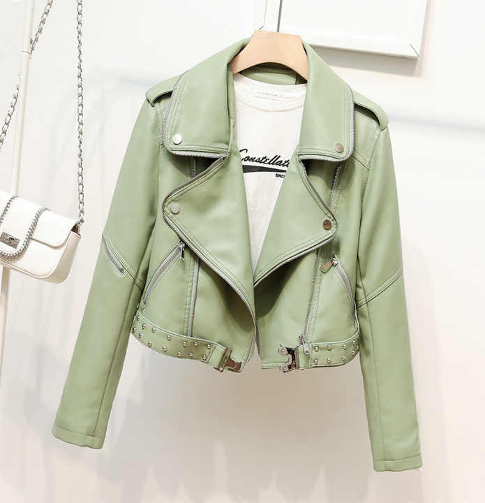 Women's Short Black Leather Jacket 